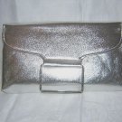 H L USA silver leatherette clutch purse evening bag bold 60s vintage ll1521