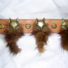 3 Little minks on a leather belt brass hardware adjusts 21 to 29 inches ll1614