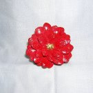 Painted pumpkin seed poinsettia pin Christmas brooch handmade vintage ll2003