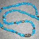 Genuine Turquoise bead necklace silver stations clasp vintage jewelry ll2010