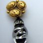 Petite drop earrings gold tone silver foil lucite rhinestones pierced vintage jewelry ll2022