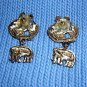 Noah's ark brass tone earrings elephant drops pierced vintage jewelry ll2006