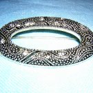 Art Deco caviar beaded oval brooch rhinestones snakey vintage classic ll1682