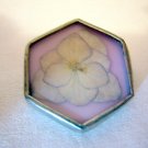 Pressed flower and silver pin brooch handmade vintage ll1002
