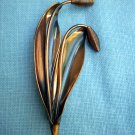 Vintage burnished copper cattail brooch pin graceful  ll1040