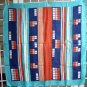Vintage acetate scarf turquoise navy rust sand white ll1098