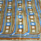 Vintage Vera rayon silk scarf stripes and squares rolled hem ll1102