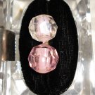Faceted lucite plastic dangling earrings pink balls Richelieu clip back vintage jewelry ll1248