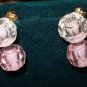 Faceted lucite plastic dangling earrings pink balls Richelieu clip back vintage jewelry ll1248