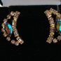 JayFlex Sterling rhinestone aurora borealis earrings screw backs vintage jewelry ll1255