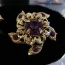 Coro pinwheel earrings grape amethyst rhinestones screw back vintage jewelry ll1259