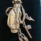 LCD Golf bag pewter pin brooch with charms tee shoes flag unisex ll1263