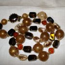 Mixed plastic bead necklace brown tones vintage jewelry ll1367