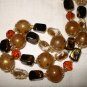 Mixed plastic bead necklace brown tones vintage jewelry ll1367