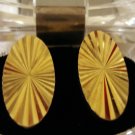 Mid century faceted gold tone oval cufflinks mint vintage jewelry ll1372