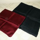2 Small silk scarves or pocket puffs black and wine ll1380