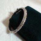 Crown Trifari hinged bangle bracelet safety chain silver tone vintage ll1381