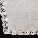 Antique linen wedding hanky hand crocheted lace edge threadwork hem ll1395