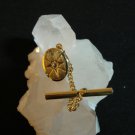 1950s Oval man's gold starburst tie tac diamond chip mechanical back vintage jewelry ll1421