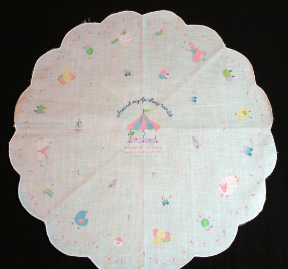Around my fantasy world Sanrio 1979 round hanky unused ll1343
