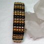 Vintage expansion bracelet silver gold black ribs stainless back ll1054