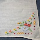 Antique hand embroidered linen hanky sweet floral corner ll1457