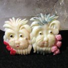 Vintage celluloid pair of Scottie dogs pin brooch cold painted Occupied Japan ll1678