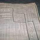 Antique white linen wedding hanky fine embroidery threadwork ll1689