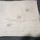 Antique white linen hanky fine embroidery threadwork ll1939