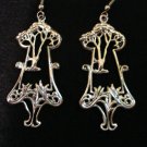 Signed Nuri silver tone tree earrings chandelier style pierced vintage jewelry ll2084
