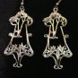 Signed Nuri silver tone tree earrings chandelier style pierced vintage jewelry ll2084