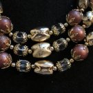 Triple strand plastic bead necklace faceted crystal frosted painted vintage costume jewelry ll2125