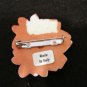 Plastic salmon rose pin brooch made in Italy vintage costume jewelry ll2141