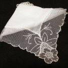 Linen wedding hanky net lace border Antique hankies ll2144