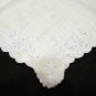 Handmade white hanky baby blue embroidery rolled hem elegant antique hankies ll2160