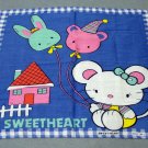 Sweetheart childs cotton hanky mouse balloons house blue vintage hankies ll2161