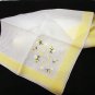 Yellow and white linen hanky embroidered with monogram unused vintage hanky ll2164