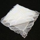 Antique white linen wedding hanky net lace border ll2170