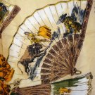 Scenes from bullfight on fans acetate scarf roses fringed antique ll2180