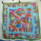 Large silk scarf pastel tropical batik print vintage scarves ll2184