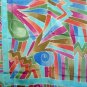 Large silk scarf pastel tropical batik print vintage scarves ll2184
