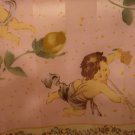 Cupids and roses on pink satin and chiffon vintage silk scarf ll2239