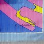Giordani long abstract art scarf self fringed ends pink blue vintage ll2240