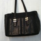 Marie Claire large zippered tote nylon faux leather black unused ll2254