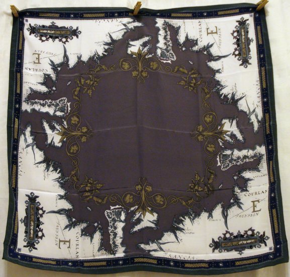 Francia antique map printed scarf perfect unused polyester vintage ll2262