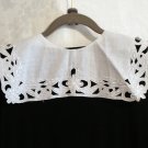 Satin stitched embroidered cutwork white collar unused vintage ll2277