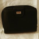 Danier pebble grained black leather French purse style wallet roomy unused ll2290