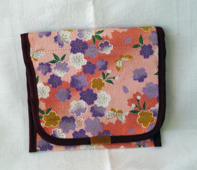 Travel fabric jewelry case or wallet Japanese print vintage ll2317