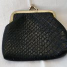 Navy faux snakeskin change purse kiss closure vintage ll2329