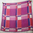 Bill Blass silk chiffon scarf pink purple plaid rolled hem large excellent vintage ll2333